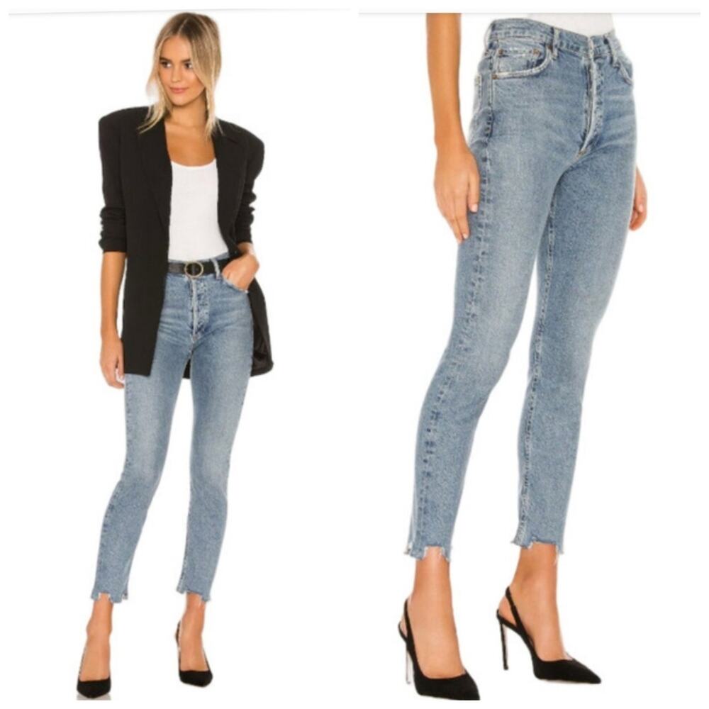 AGOLDE Nico High Rise Slim Straight 28 Distressed Raw Hem Organic Cotton J1848